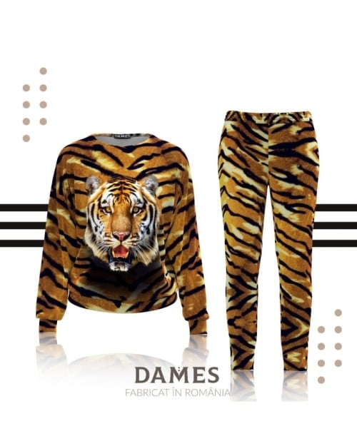 Bluza animal print tip hanorac din catifea CMD507 - Img 2