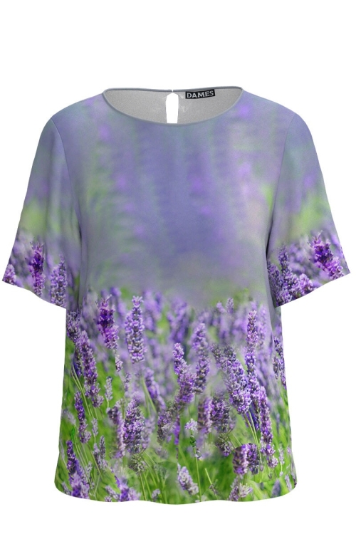 Bluza cu maneca scurta imprimata Lavanda CMD4590 - Img 2