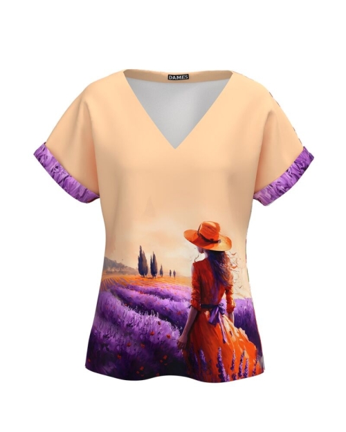 Bluza de vara cu maneca raglan imprimata Lavanda CMD4504 - Img 1