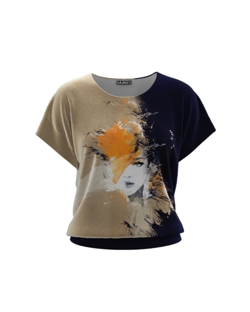 Bluza din catifea cu imprimeu digital si maneca scurta CMD674 - Img 6