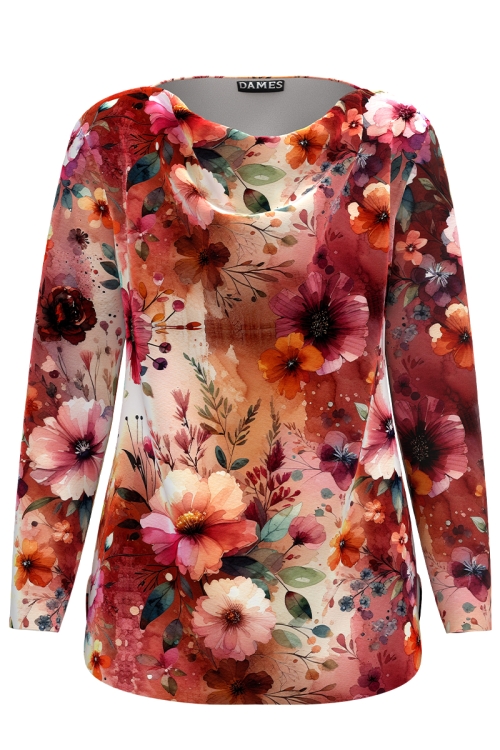 Bluza din catifea cu imprimeu floral multicolor