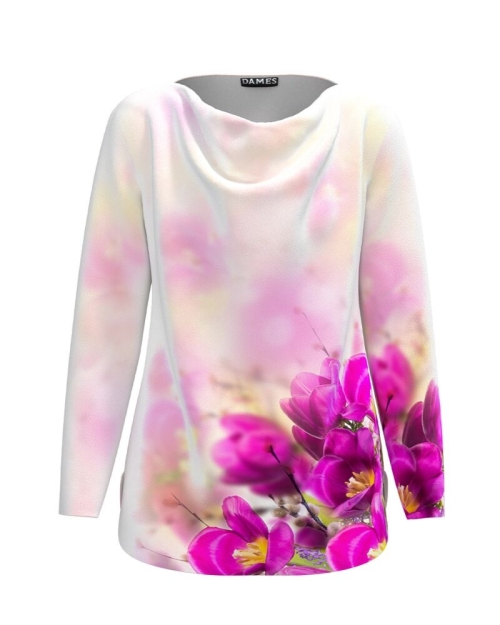Bluza din catifea cu imprimeu magnolii CMD3998