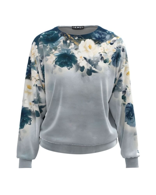 Bluza din catifea tip hanorac in nuante de bleumarin CMD4739