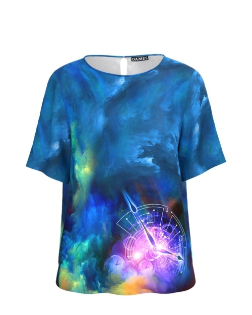 Bluza in nuante de albastru imprimata Ceas CMD4437 - Img 1