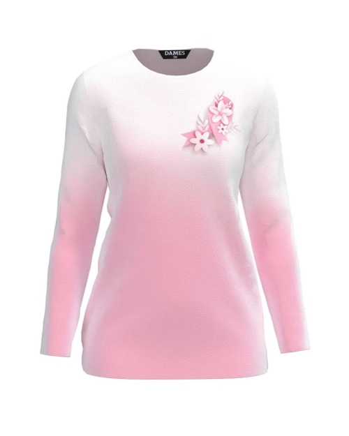 Bluza in nuante de roz din catifea cu imprimeu Simbol CMD3977
