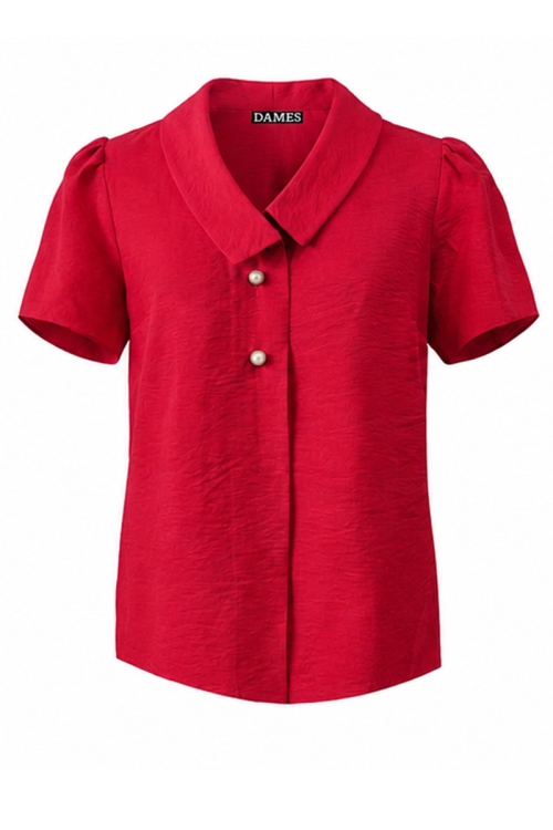 Bluza lejera rosie din vascoza cu maneca scurta