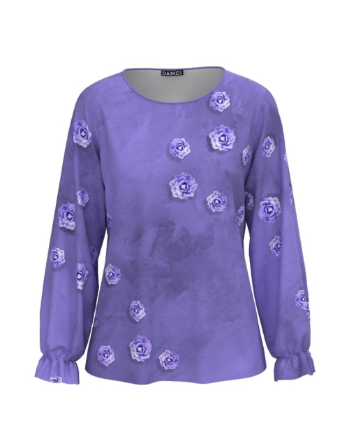 Bluza mov imprimata cu model floral CMD1733