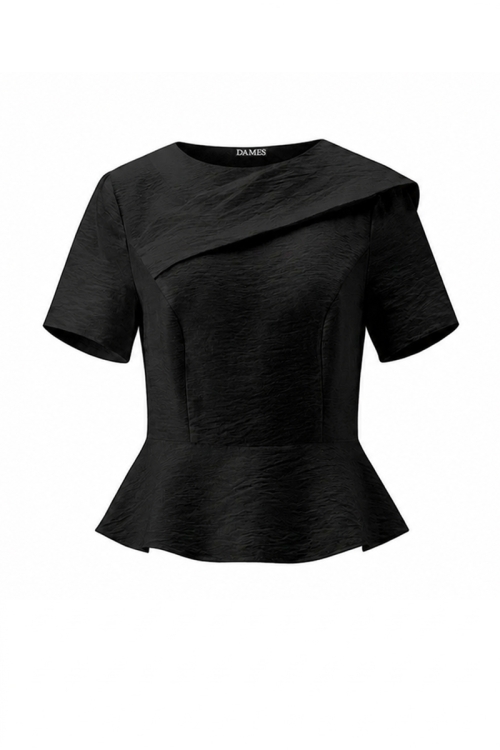 Bluza neagra din vascoza cu detaliu pe umar
