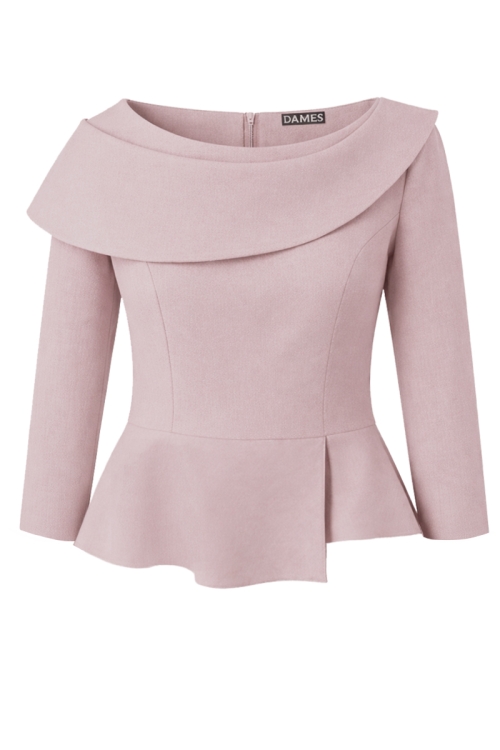Bluza nude asimetrica din stofa fina Valeria