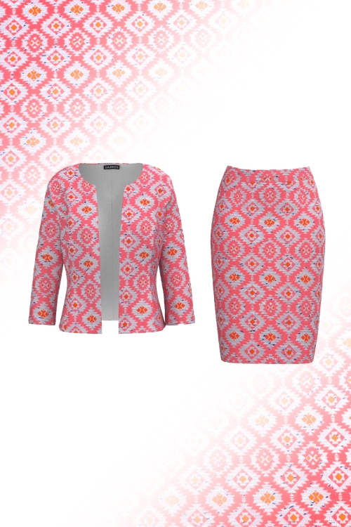 Costum dama din jacqard cu model geometric