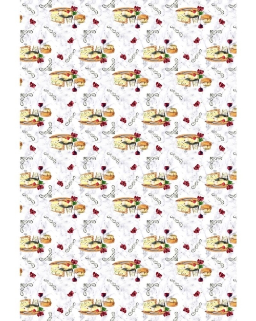 Fata de masa alba din satin imprimat cu model Brie CMD4775 - Img 3