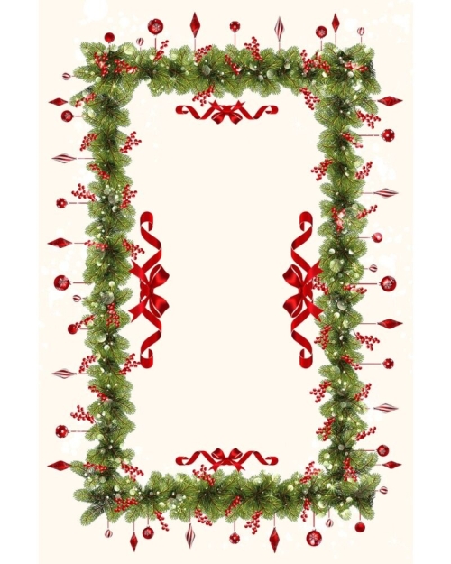 Fata de masa Craciun bej din satin imprimata Decoratiuni CMD3599 - Img 2