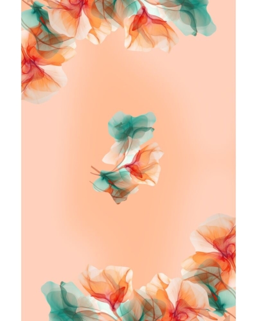 Fata de masa Peach Fuzz din satin imprimat multicolor CMD5024 - Img 3