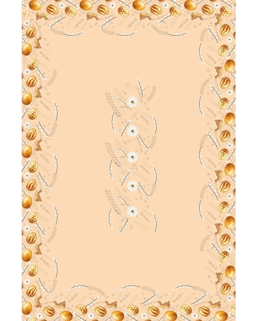 Fata masa de Paste bej din satin imprimat CMD2468 - Img 3
