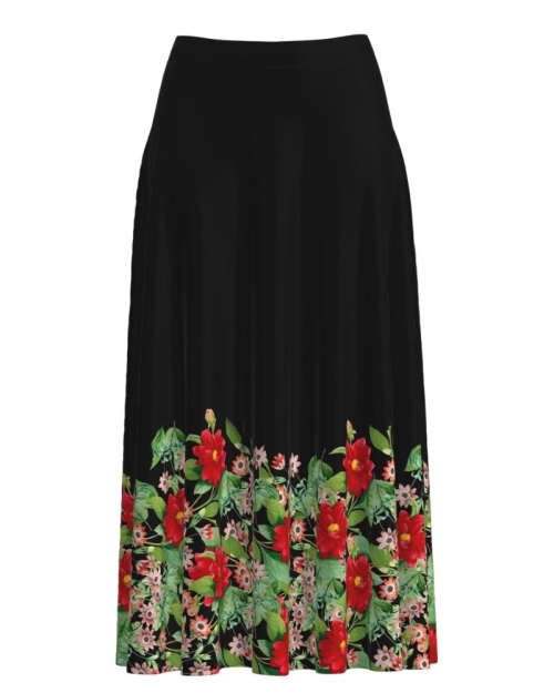 Fusta clos neagra imprimata cu model floral CMD2653