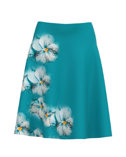 Fusta clos turcoaz imprimata cu model floral CMD3145
