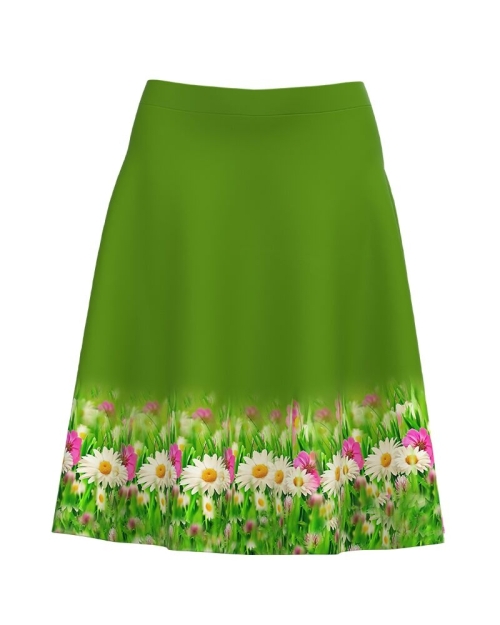 Fusta clos verde imprimata cu model floral CMD954