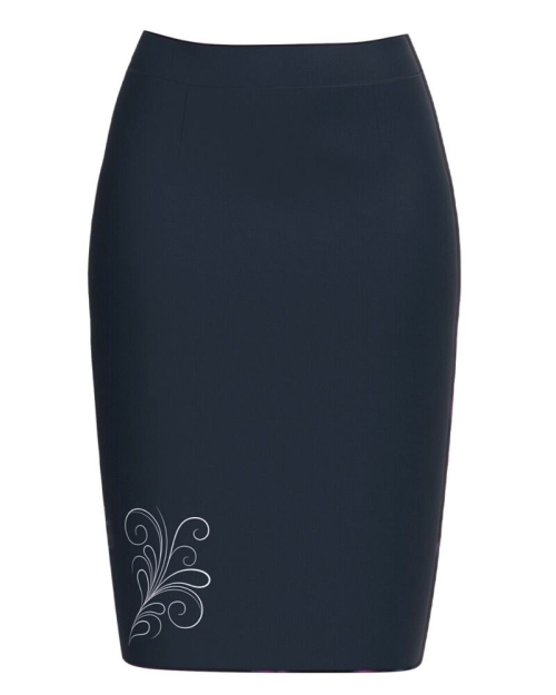 Fusta conica bleumarin imprimata cu model Floral CMD3333