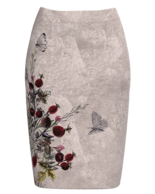 Fusta conica groasa imprimata cu model floral CMD3182