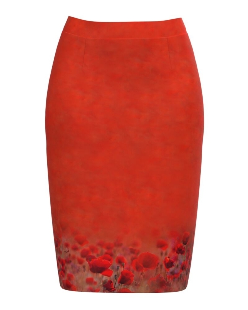 Fusta conica imprimata cu model floral Maci CMD965