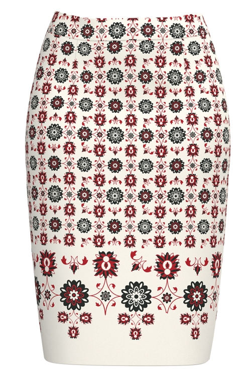 Fusta conica ivory imprimata cu model Traditional SS25