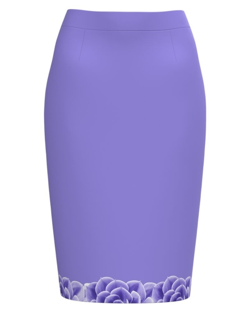 Fusta conica lila imprimata cu model floral CMD1763