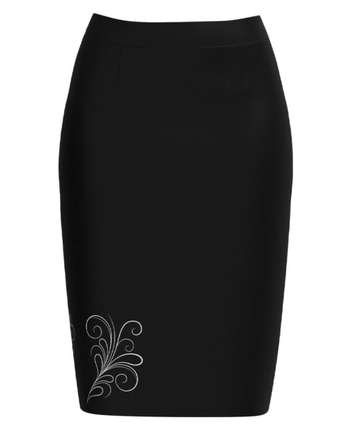 Fusta conica neagra imprimata cu model floral CMD3764