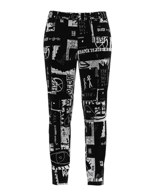 Pantaloni alb negru din catifea cu buzunare CMD689