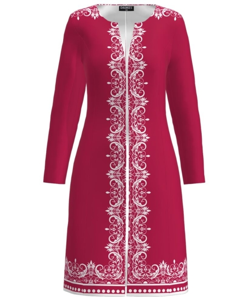 Pardesiu subtire Viva Magenta imprimat floral - Img 1