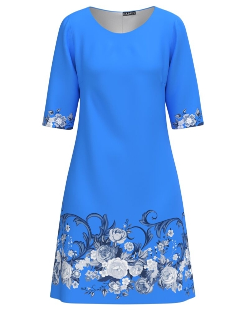 Rochie bleu casual imprimata cu model floral CMD4873