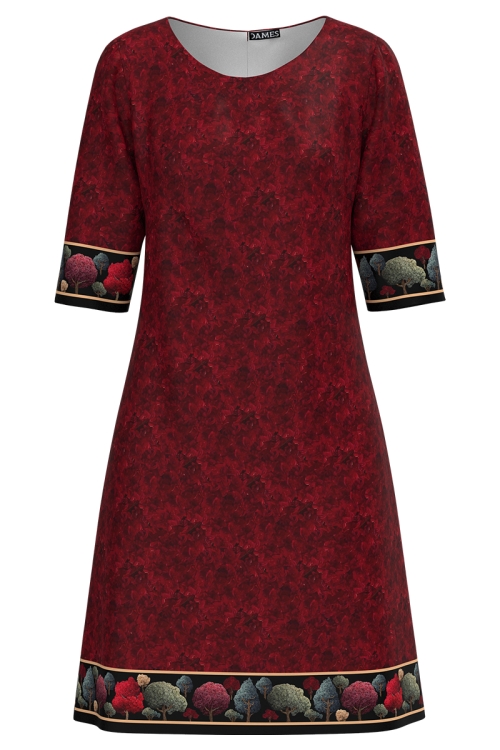 Rochie bordo casual imprimata Poveste de Toamna