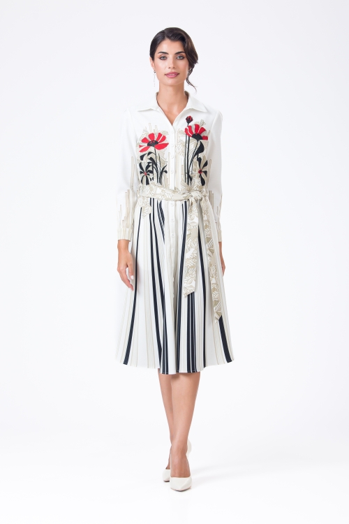 Rochie camasa cu maneca lunga imprimata floral AW24 - Img 5