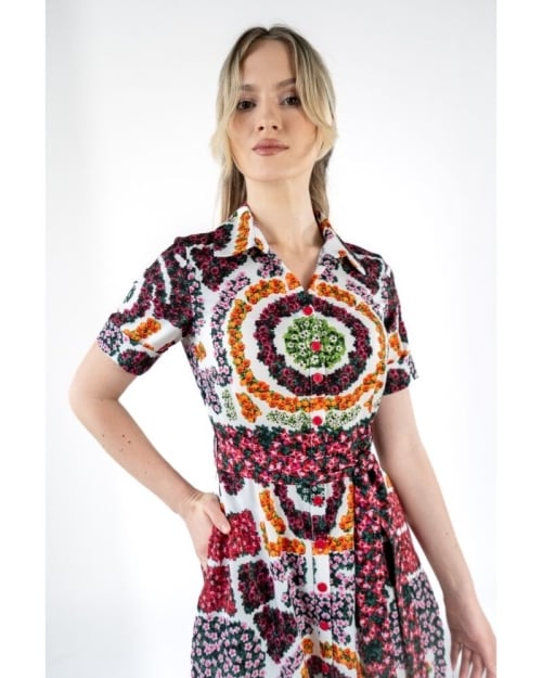 Rochie camasa cu maneca scurta imprimata gradinile Versailles SS24 - Img 6