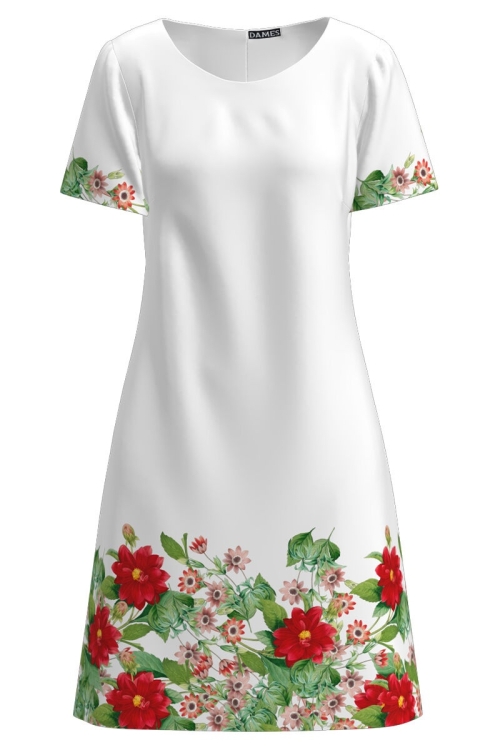Rochie casual alba imprimata cu model floral CMD3218 - Img 2