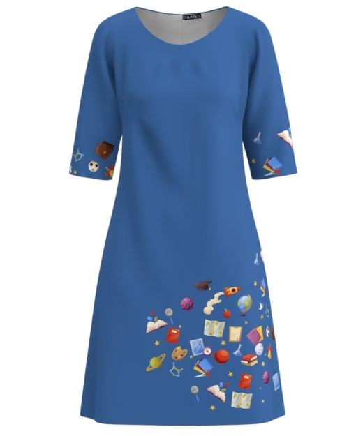 Rochie casual albastra imprimata Back to school CMD3172 - Img 1