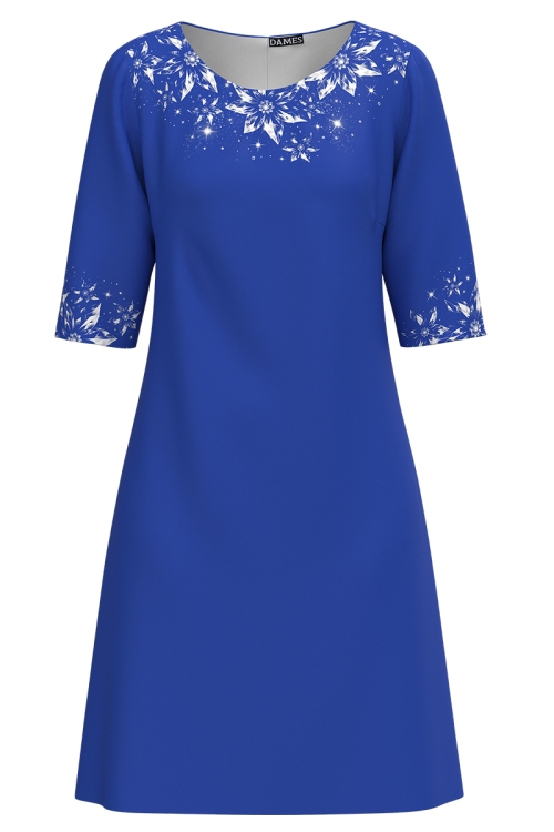 Rochie casual albastra imprimata cu model floral AW24