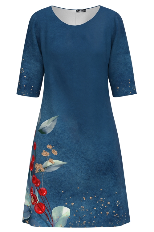 Rochie casual albastra imprimata floral