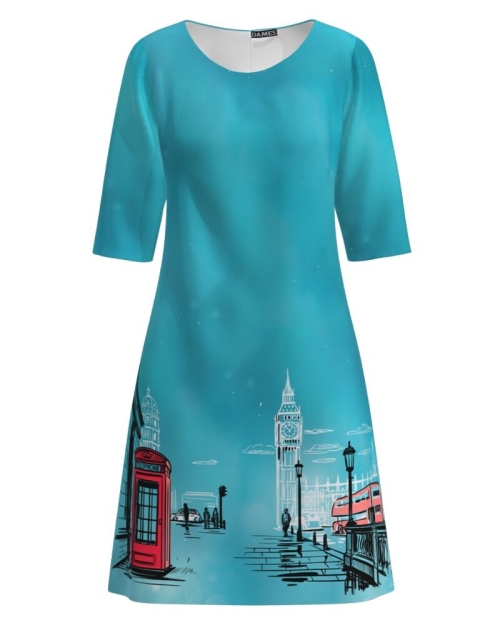 Rochie casual bleu imprimata digital Londra CMD2600 - Img 1