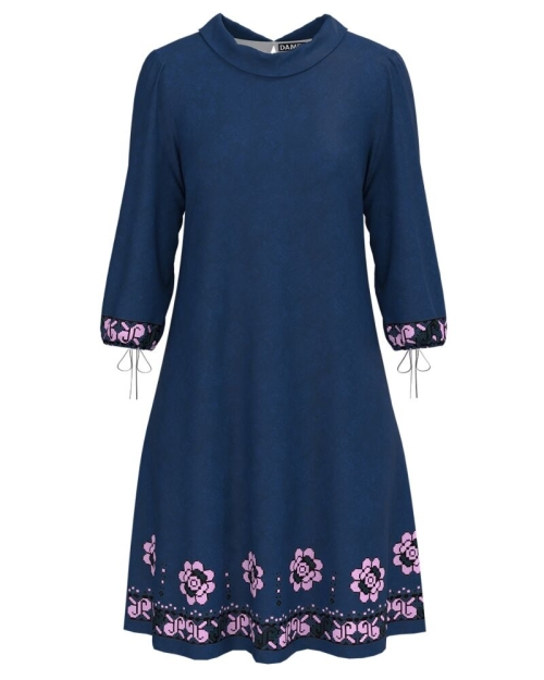 Rochie casual bleumarin cu maneca trei sferturi CMD4059