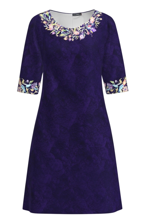 Rochie casual bleumarin imprimata cu model floral CMD1578 - Img 2