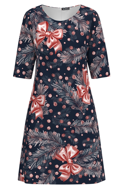 Rochie casual bleumarin imprimata fundite