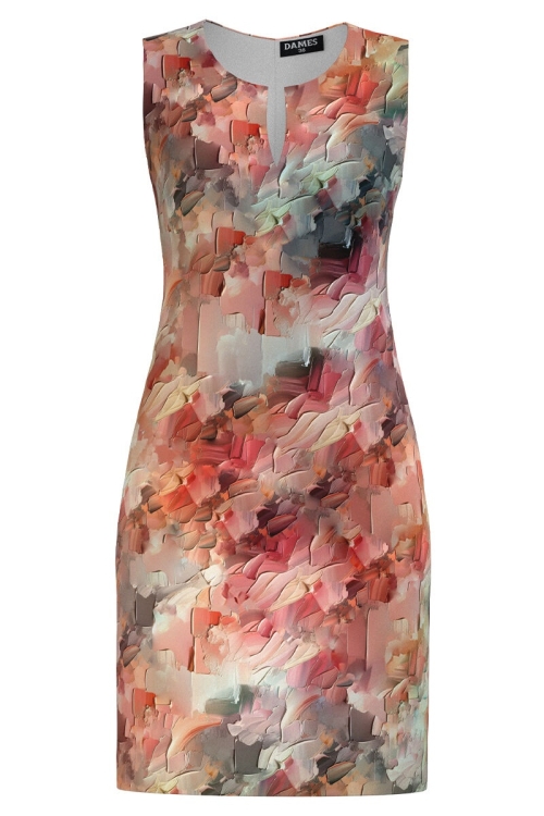 Rochie casual cu decolteu lacrima imprimata multicolor SS24 - Img 2