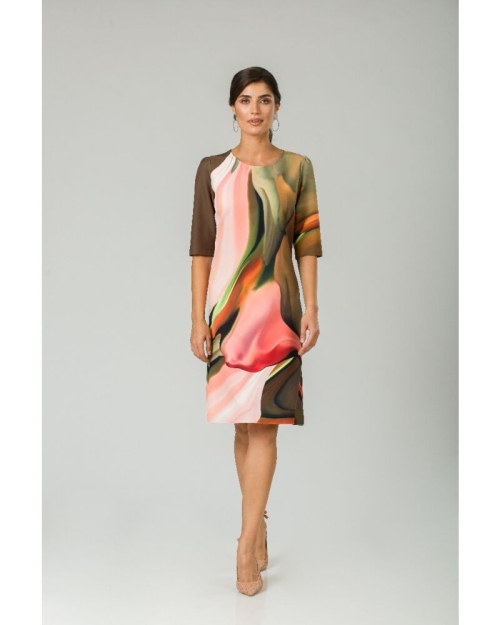 Rochie casual cu maneca imprimata digital abstract CMD163 - Img 2