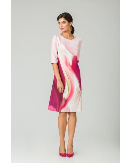 Rochie casual cu maneca imprimata digital abstract CMD168 - Img 3