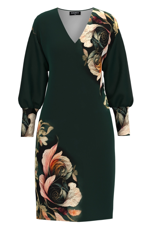 Rochie casual din catifea imprimata Toamna Colorata