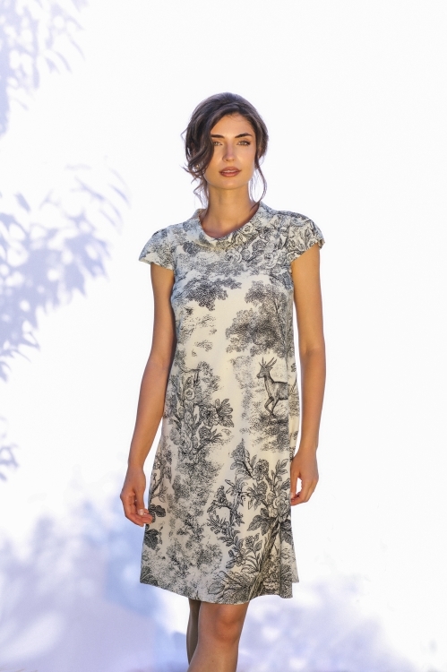 Rochie casual imprimata cu model artistic - Img 2