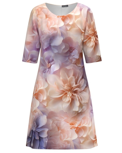 Rochie casual imprimata cu model floral Peach Fuzz CMD5003