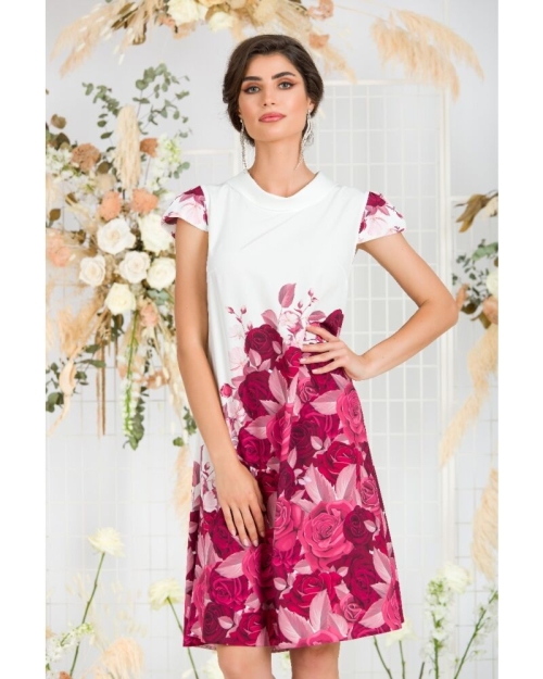 Rochie casual imprimata digital cu model Trandafiri CMD785 - Img 2
