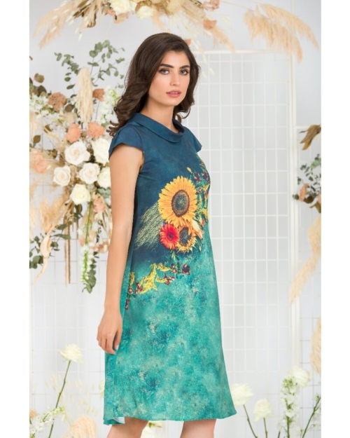 Rochie casual imprimata digital Floarea soarelui CMD705 - Img 4