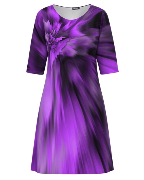 Rochie casual imprimata in nuante de mov CMD3059